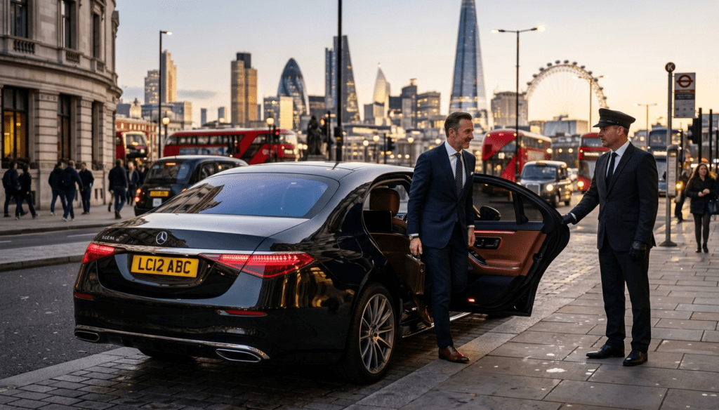 Luxury UK chauffeur service with executive car and professional driver in 2026